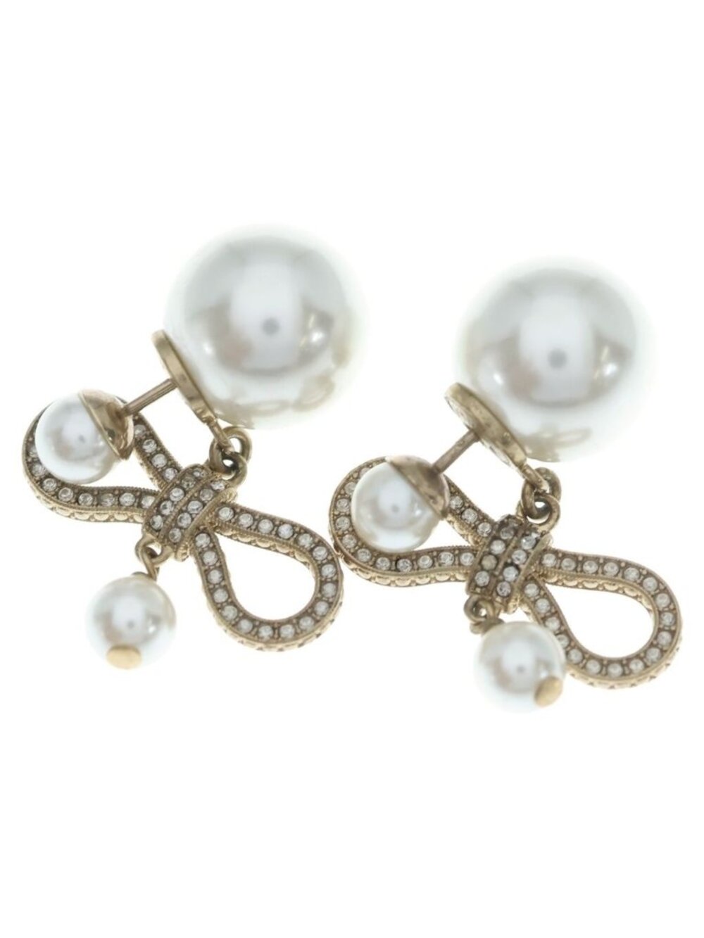 Dior Holiday Limited Edition Ribbon Motif Earrings Gold